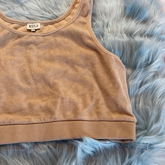 KULE Beige Terry Cloth Crop Tank sz L - Picture 4 of 8